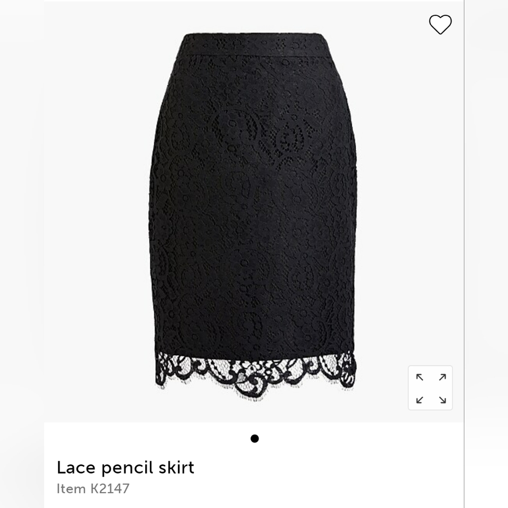 NWT J Crew lace pencil skirt, sz 0, black